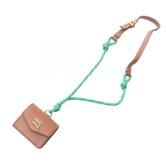MIU MIU Brown Leather Charm - Picture 1 of 8